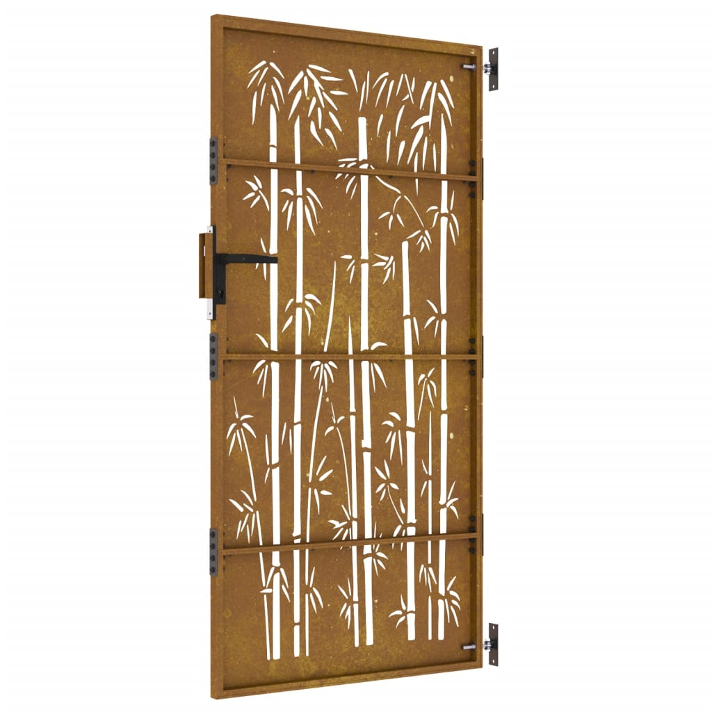 vidaXL Garden Gate 85x175 cm Corten Steel Bamboo Design