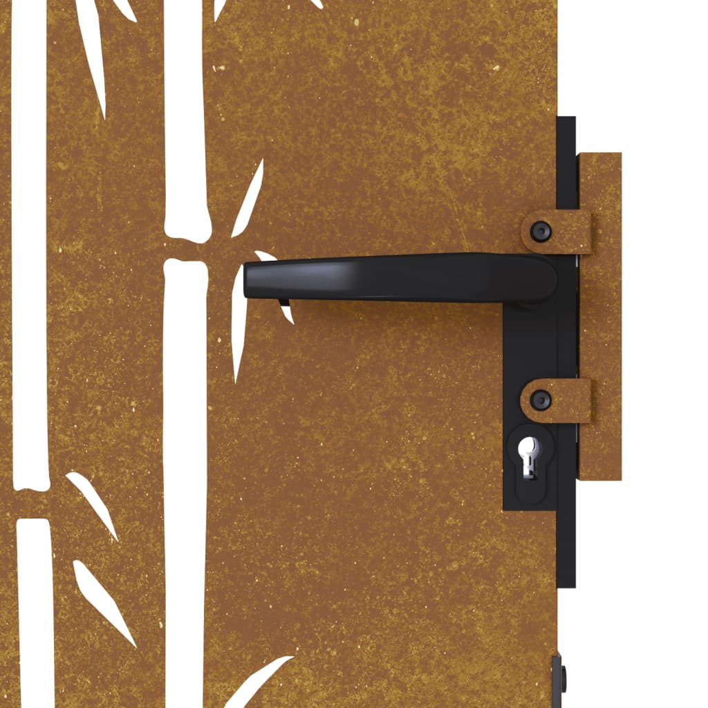 vidaXL Garden Gate 85x200 cm Corten Steel Bamboo Design