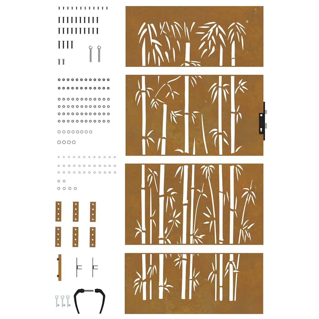 Garden Gate 85x200 cm Corten Steel Bamboo Design