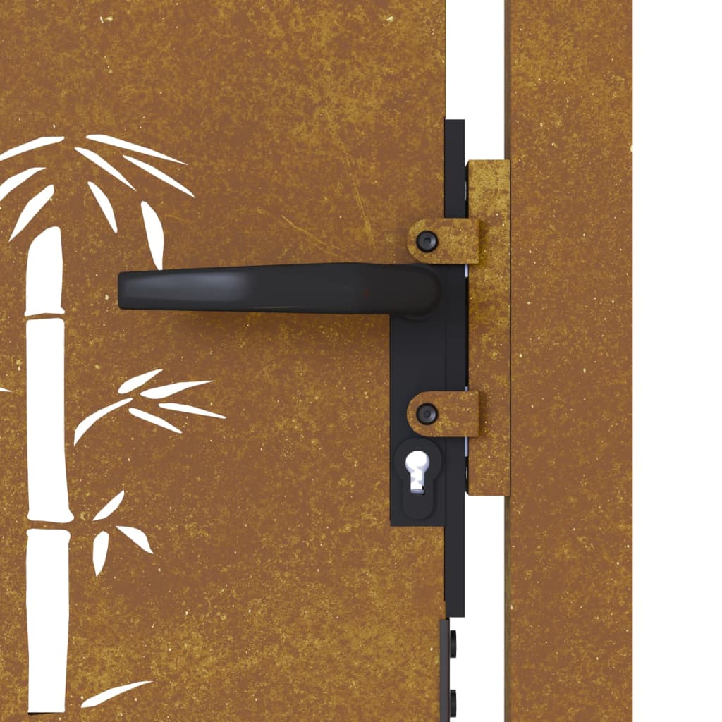 vidaXL Garden Gate 105x80 cm Corten Steel Bamboo Design