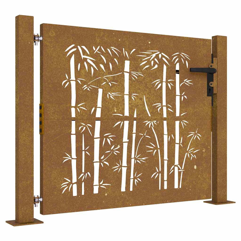Garden Gate 100x100 cm Corten Steel Bamboo Design