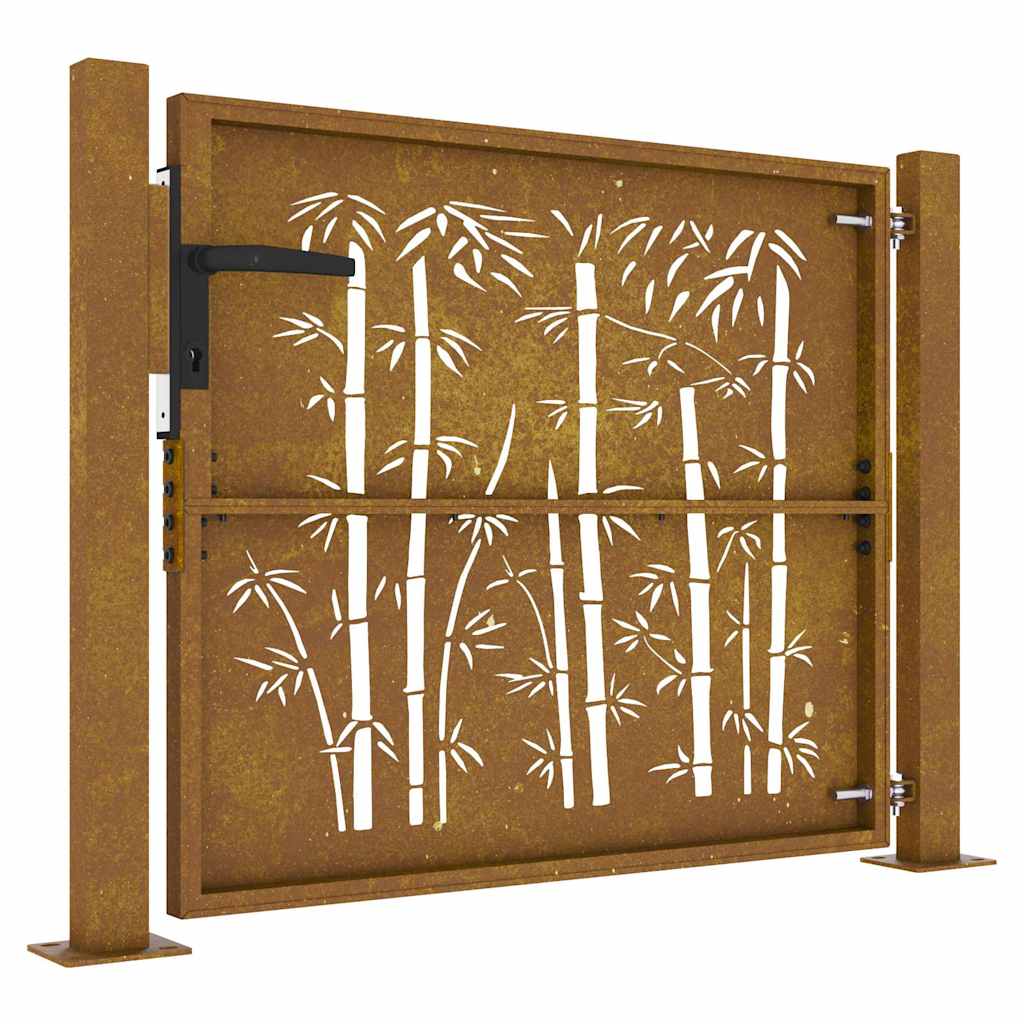Garden Gate 100x100 cm Corten Steel Bamboo Design