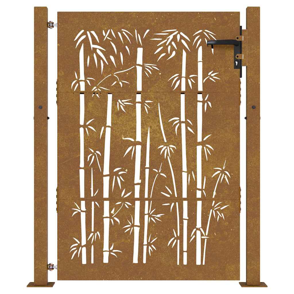 Garden Gate 100x125 cm Corten Steel Bamboo Design
