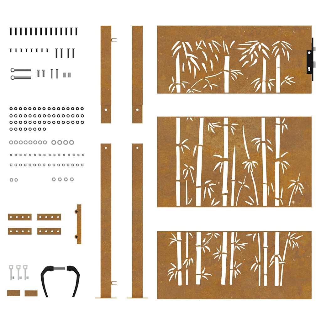 Garden Gate 100x125 cm Corten Steel Bamboo Design