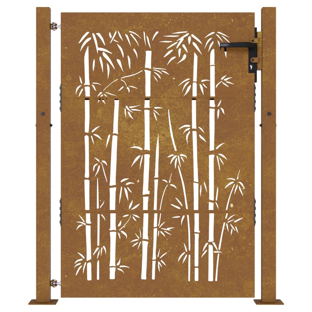 vidaXL Garden Gate 105x155 cm Corten Steel Bamboo Design