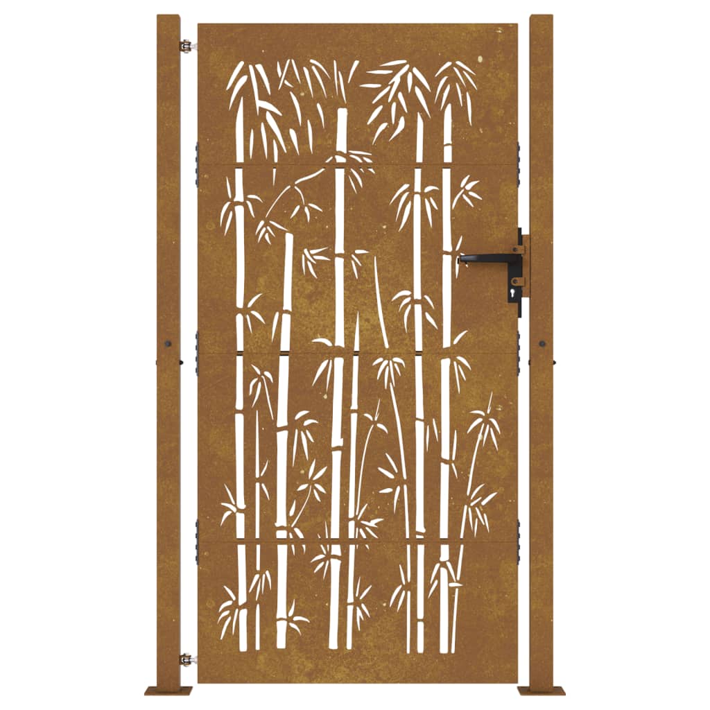 vidaXL Garden Gate 105x205 cm Corten Steel Bamboo Design