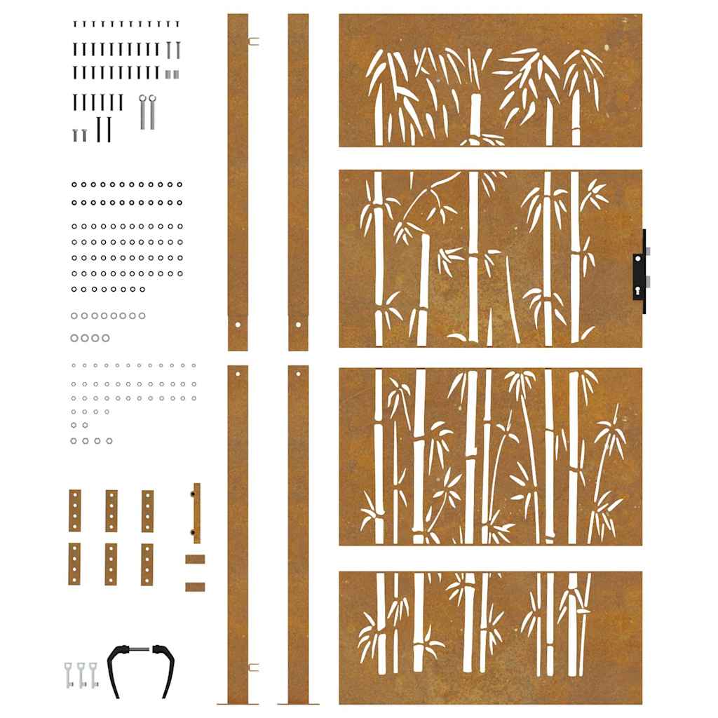Garden Gate 100x200 cm Corten Steel Bamboo Design