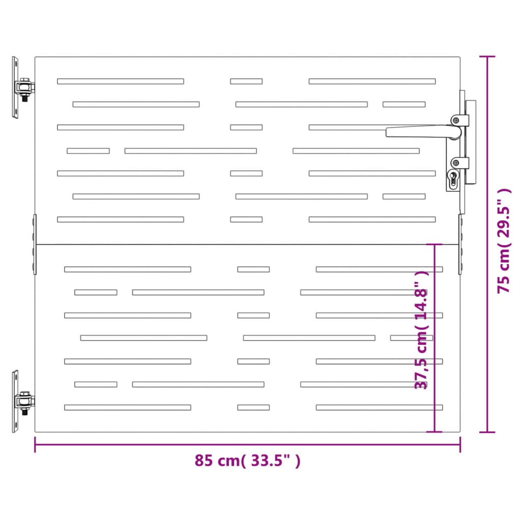 vidaXL Garden Gate 85x75 cm Corten Steel Square Design
