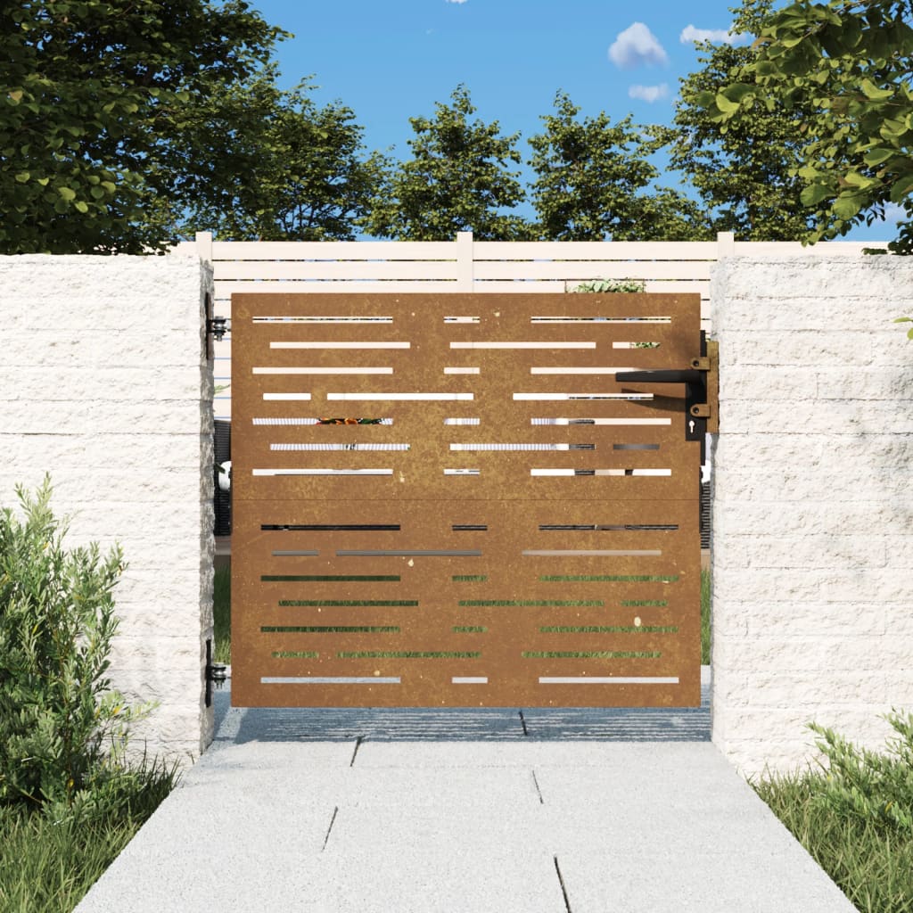 vidaXL Garden Gate 85x75 cm Corten Steel Square Design