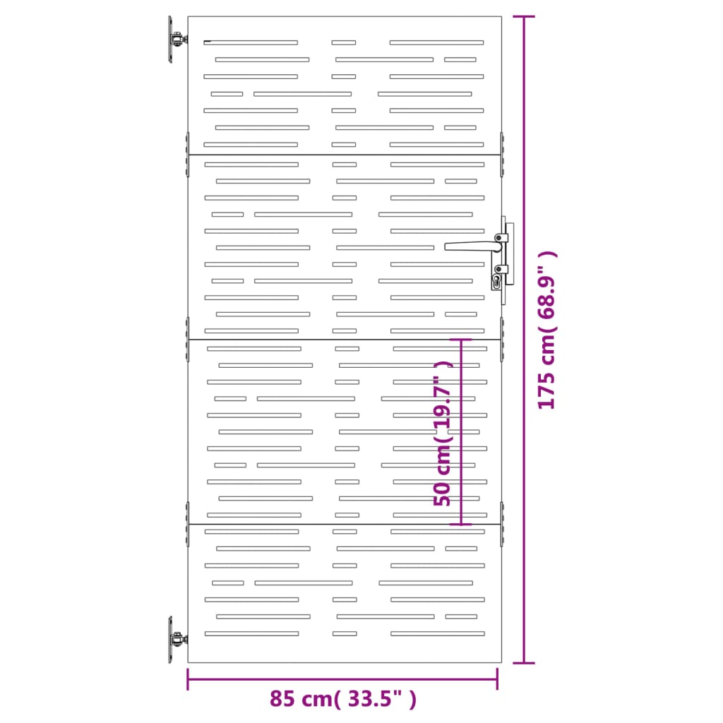 vidaXL Garden Gate 85x175 cm Corten Steel Square Design