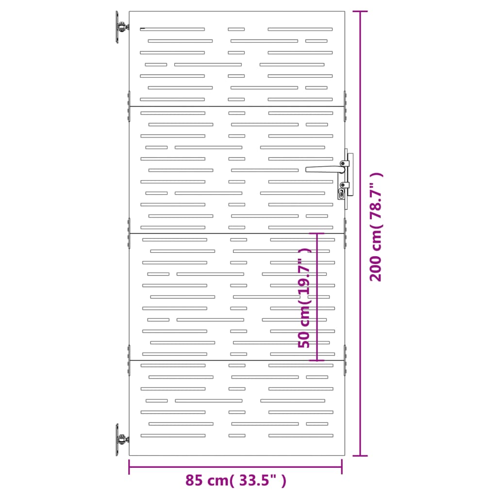 vidaXL Garden Gate 85x200 cm Corten Steel Square Design