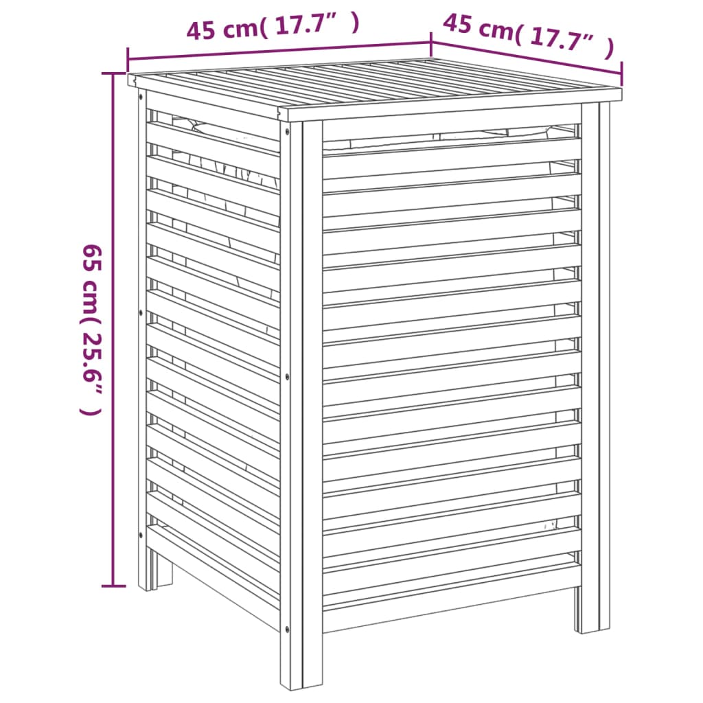 vidaXL Laundry Basket 45x45x65 cm Solid Wood Walnut