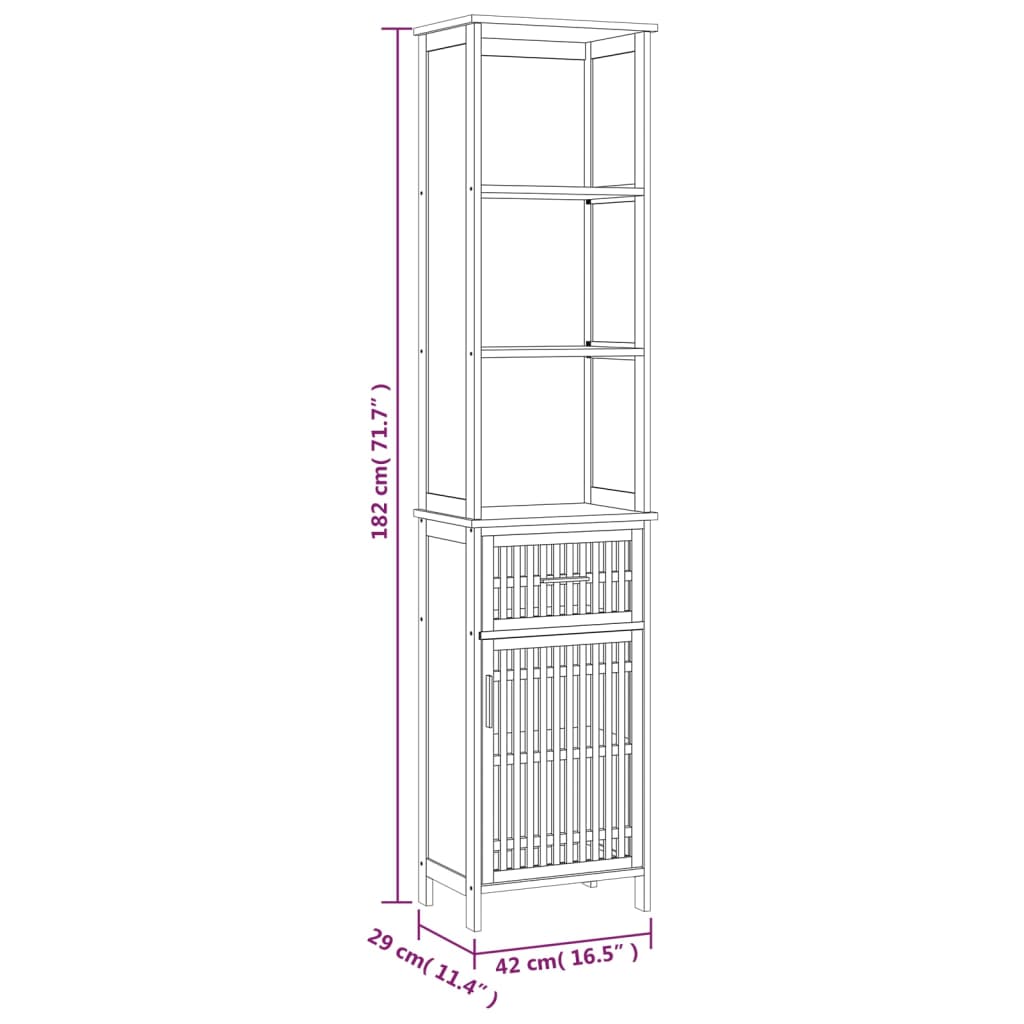 Bathroom Cabinet 42x29x182 cm Solid Wood Walnut