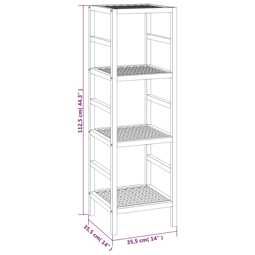 vidaXL Bathroom Shelf 35.5x35.5x112.5 cm Solid Wood Walnut