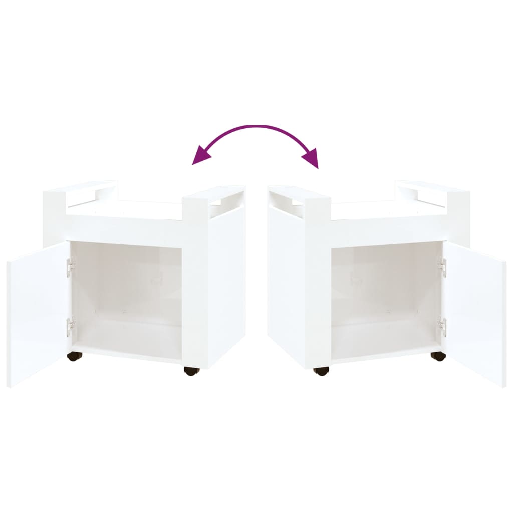 Desk Trolley High Gloss White 60x45x60 cm Engineered Wood