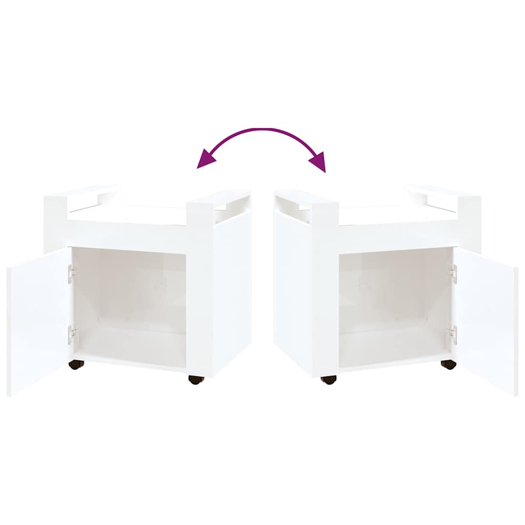 Desk Trolley High Gloss White 60x45x60 cm Engineered Wood