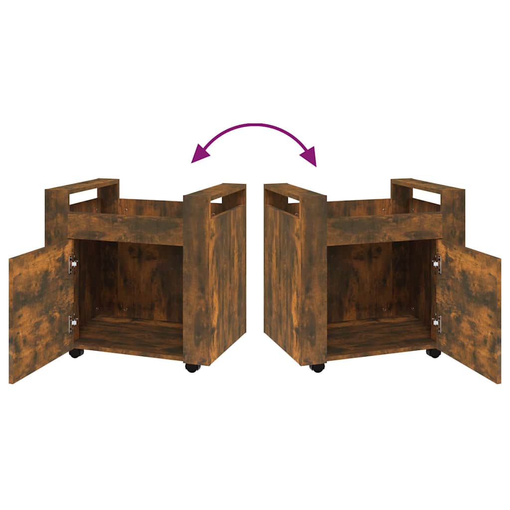Desk Trolley Smoked Oak 60x45x60 cm Engineered Wood