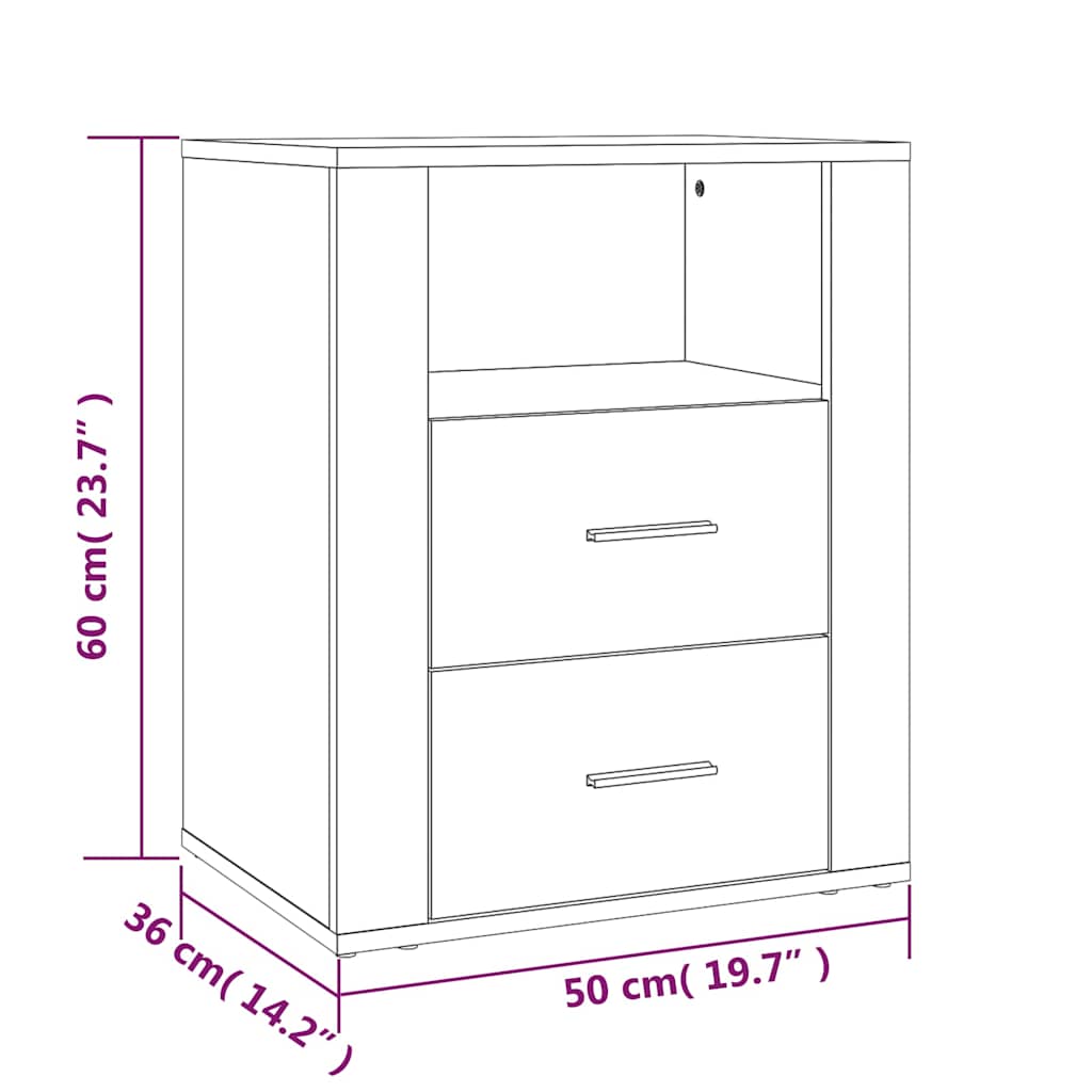 Bedside Cabinet Grey Sonoma 50x36x60 cm Engineered Wood