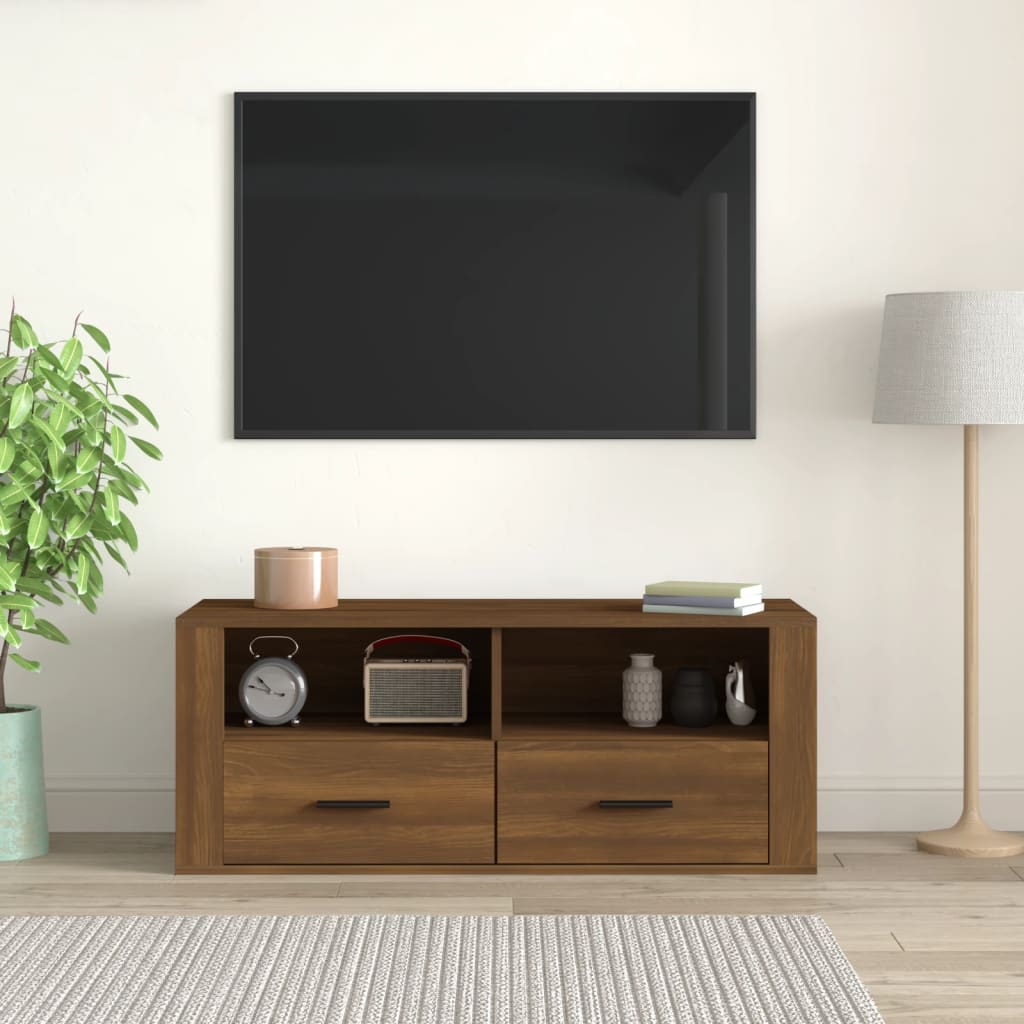 vidaXL TV Cabinet Brown Oak 100x35x40 cm Engineered Wood