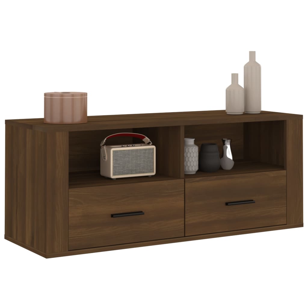 vidaXL TV Cabinet Brown Oak 100x35x40 cm Engineered Wood