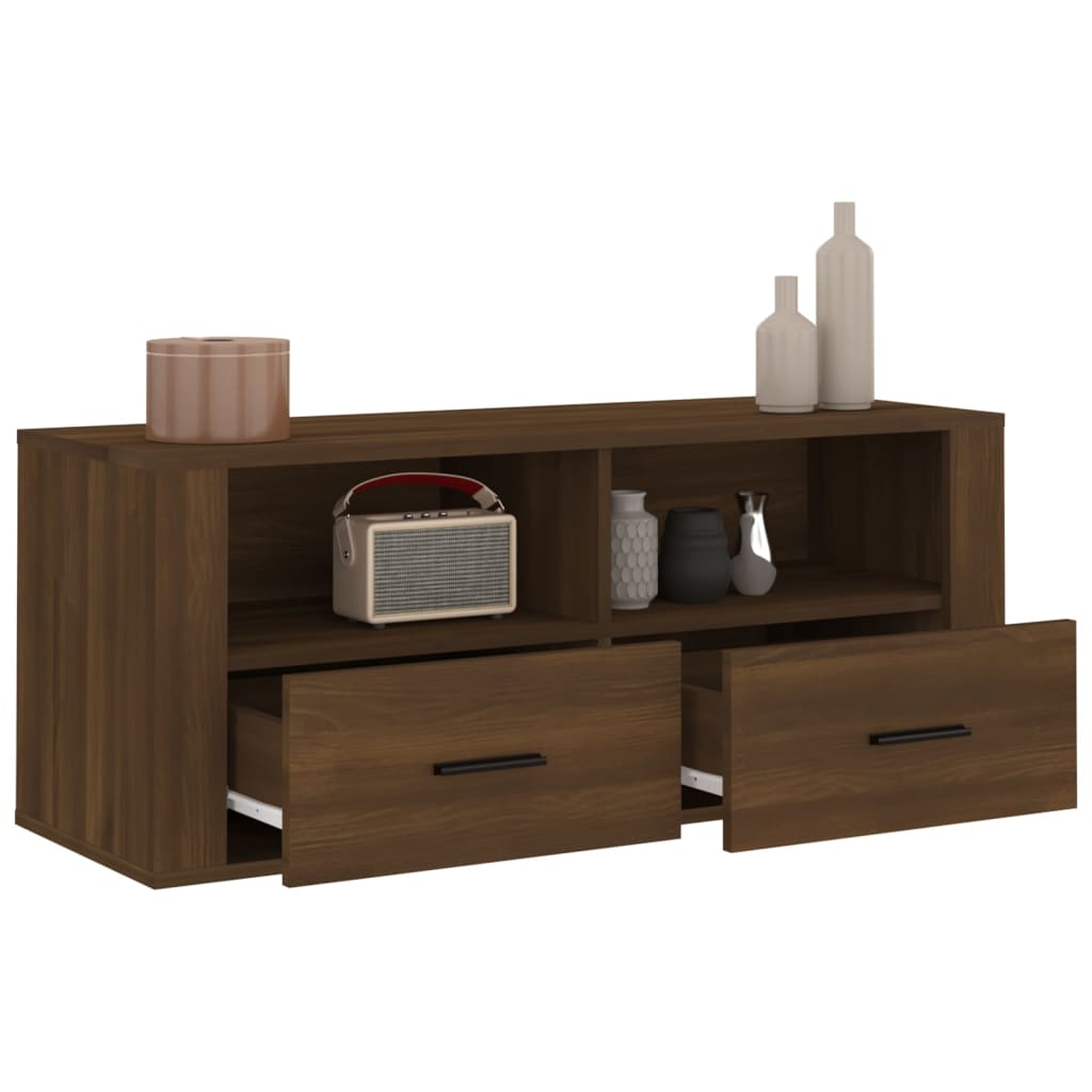 vidaXL TV Cabinet Brown Oak 100x35x40 cm Engineered Wood