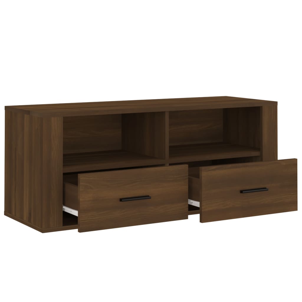 vidaXL TV Cabinet Brown Oak 100x35x40 cm Engineered Wood