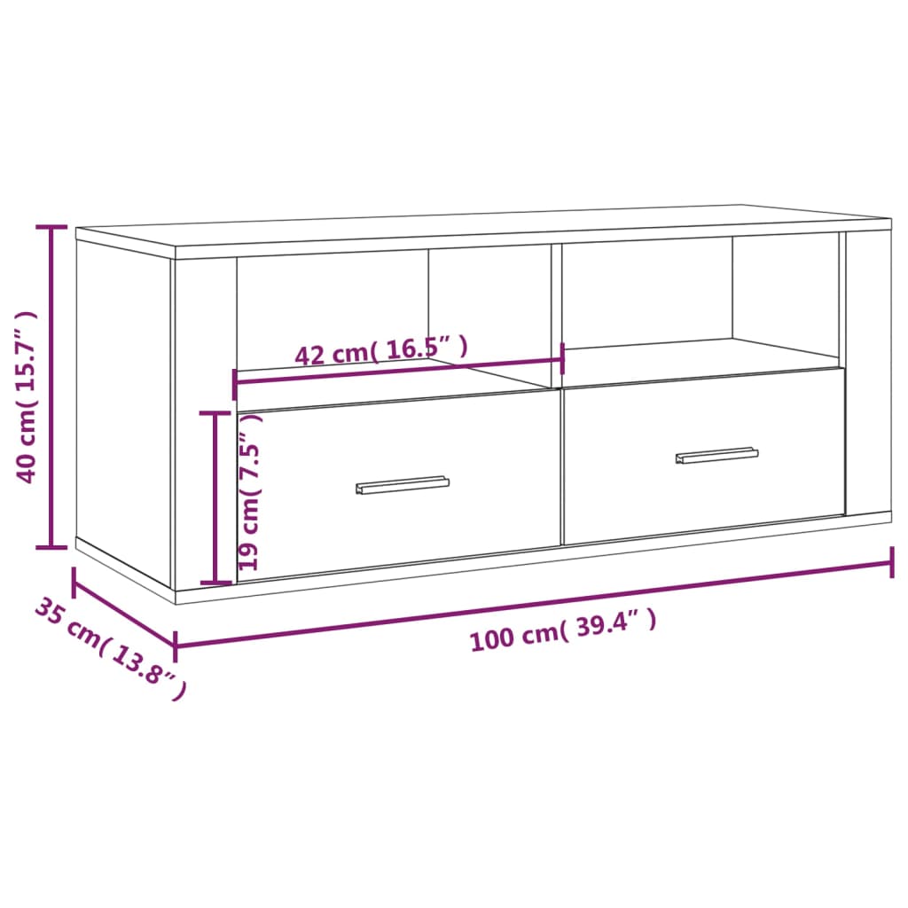 vidaXL TV Cabinet Brown Oak 100x35x40 cm Engineered Wood