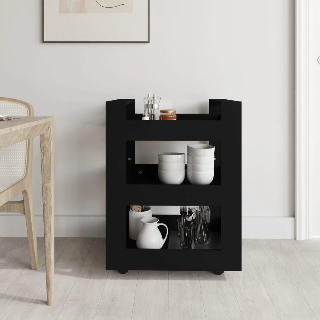 vidaXL Kitchen Trolley Black 60x45x80 cm Engineered Wood