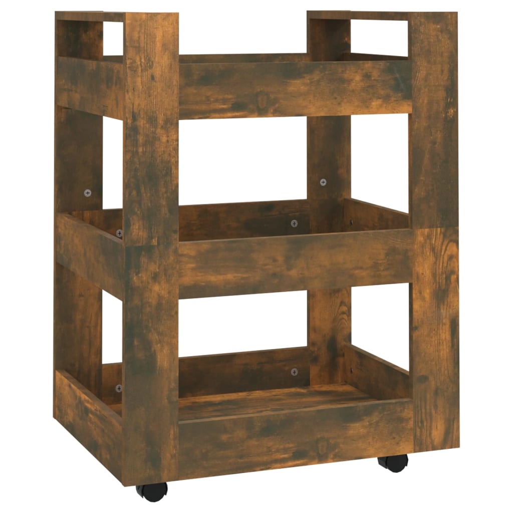 vidaXL Kitchen Trolley Smoked Oak 60x45x80 cm Engineered Wood