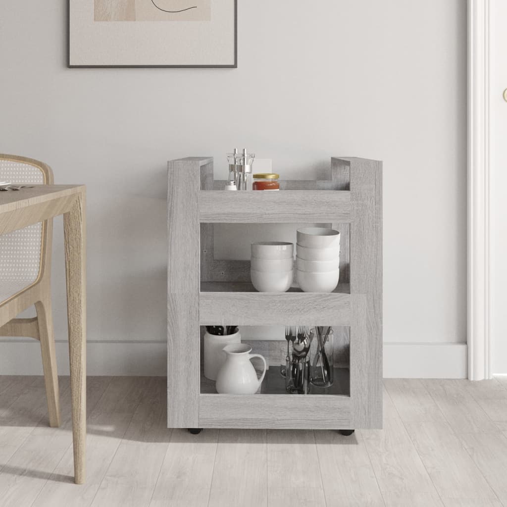 vidaXL Kitchen Trolley Grey Sonoma 60x45x80 cm Engineered Wood