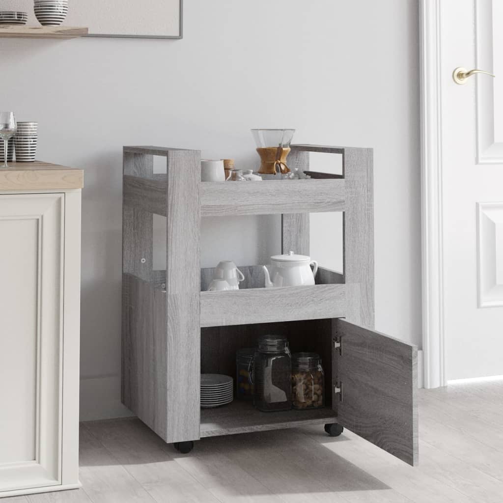 vidaXL Kitchen Trolley Grey Sonoma 60x45x80 cm Engineered Wood