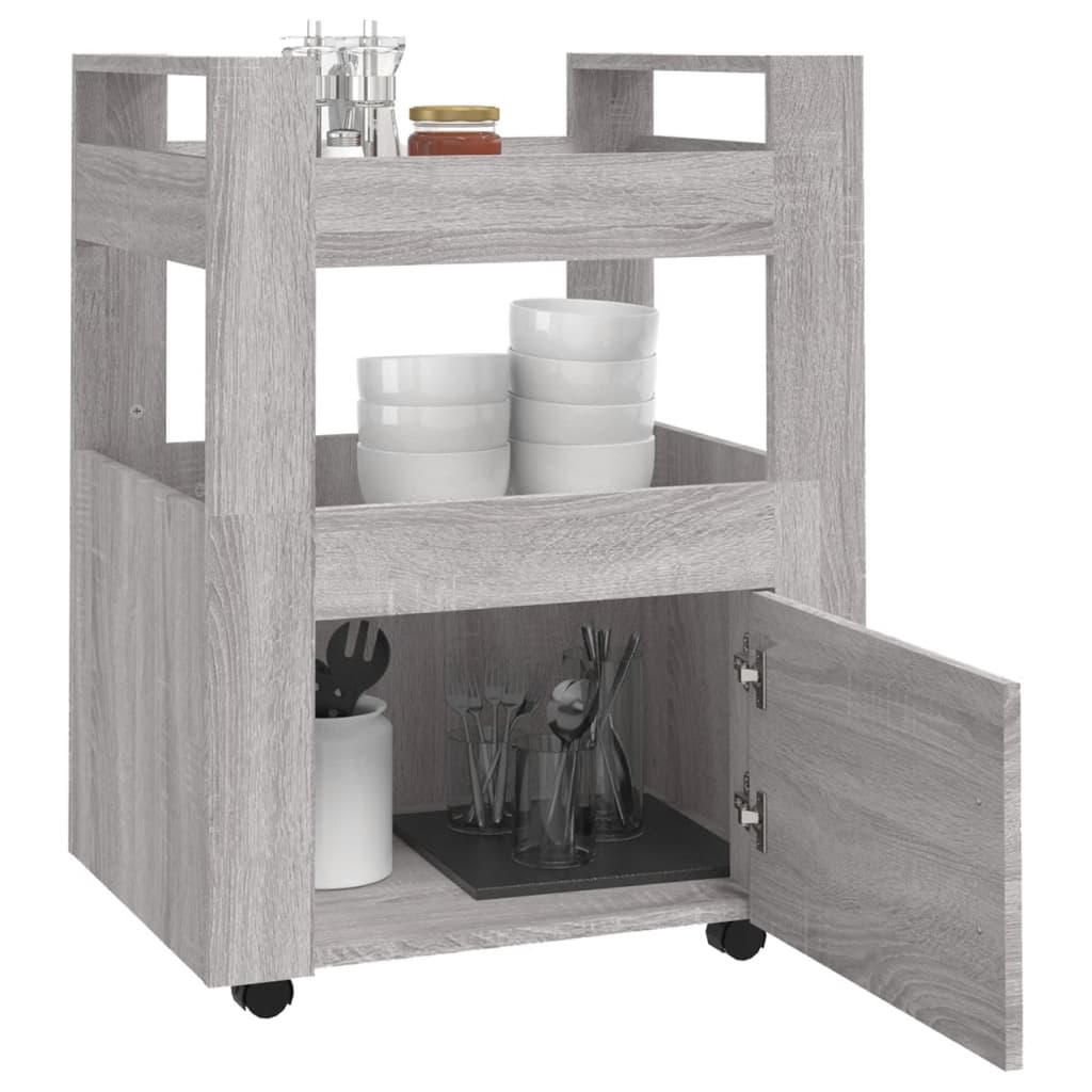 vidaXL Kitchen Trolley Grey Sonoma 60x45x80 cm Engineered Wood