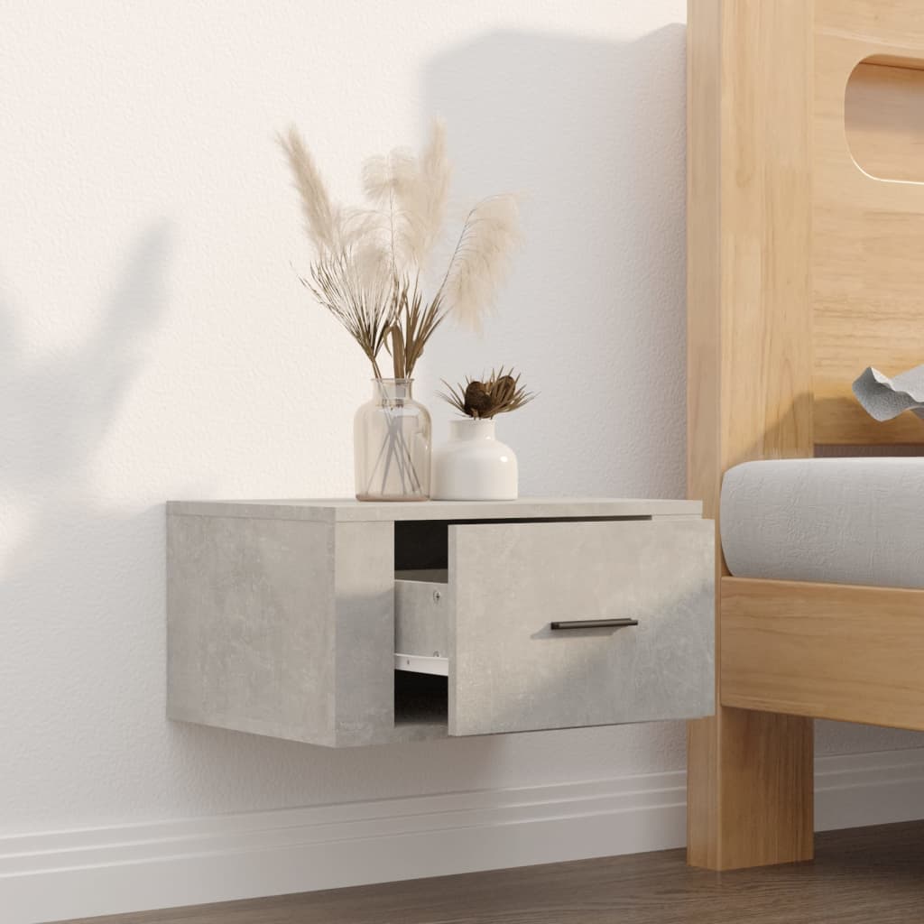 vidaXL Wall-mounted Bedside Cabinet Concrete Grey 50x36x25 cm