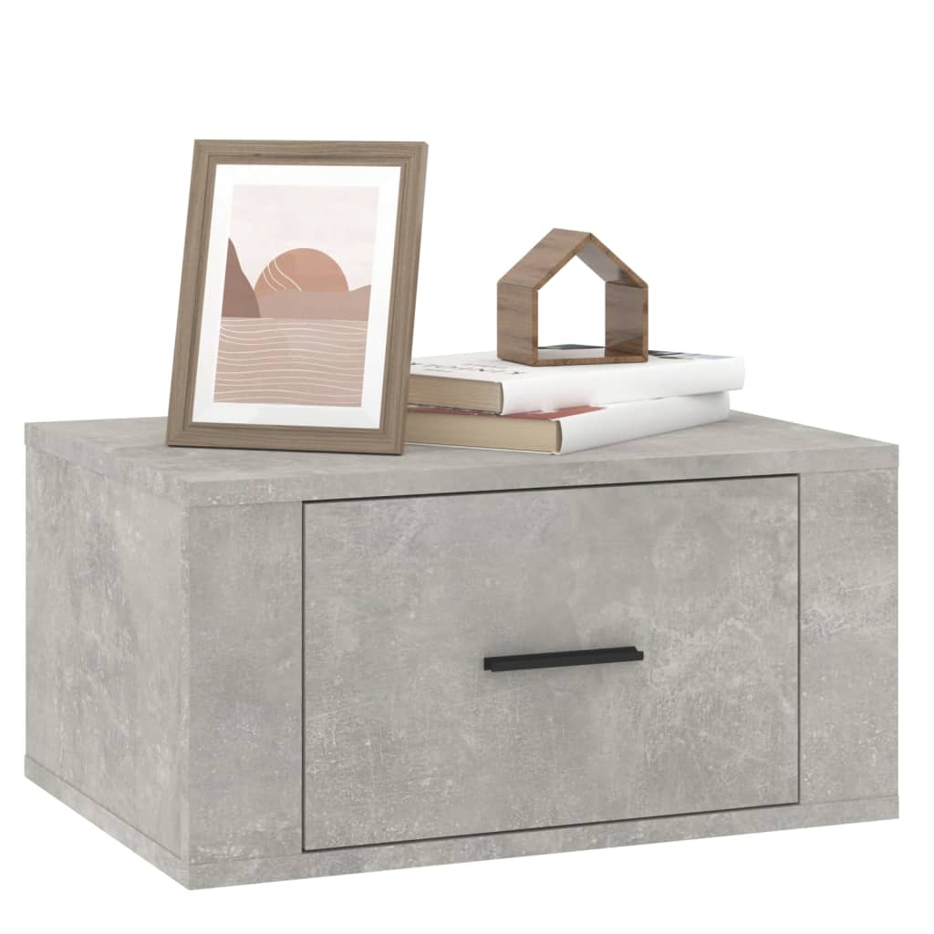 vidaXL Wall-mounted Bedside Cabinet Concrete Grey 50x36x25 cm