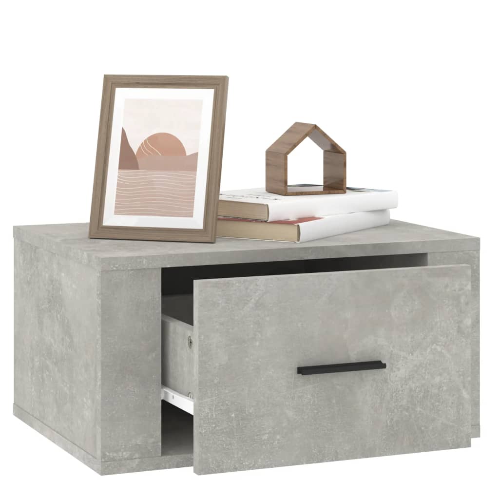 vidaXL Wall-mounted Bedside Cabinet Concrete Grey 50x36x25 cm