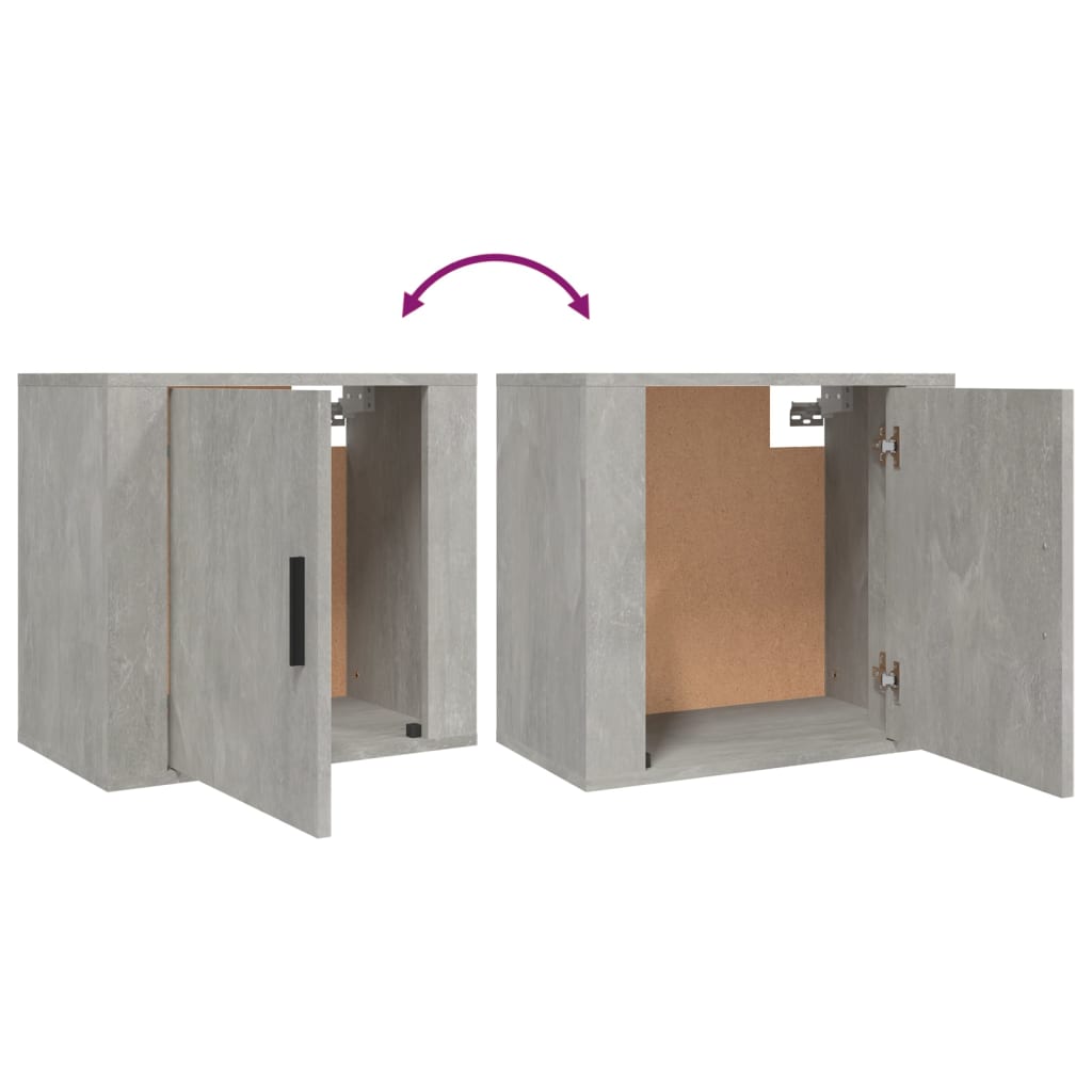 vidaXL Wall-mounted Bedside Cabinets 2 pcs Concrete Grey 50x30x47 cm