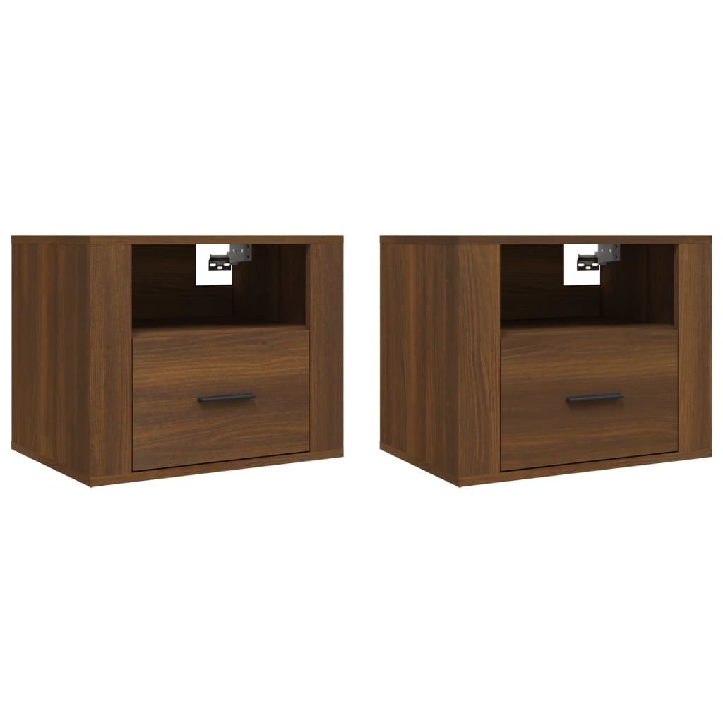 vidaXL Wall-mounted Bedside Cabinets 2 pcs Brown Oak 50x36x40 cm