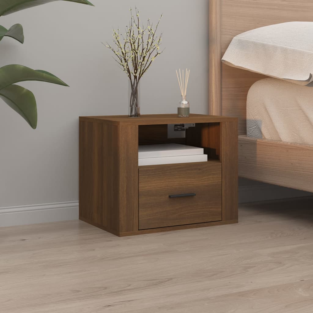 vidaXL Wall-mounted Bedside Cabinets 2 pcs Brown Oak 50x36x40 cm