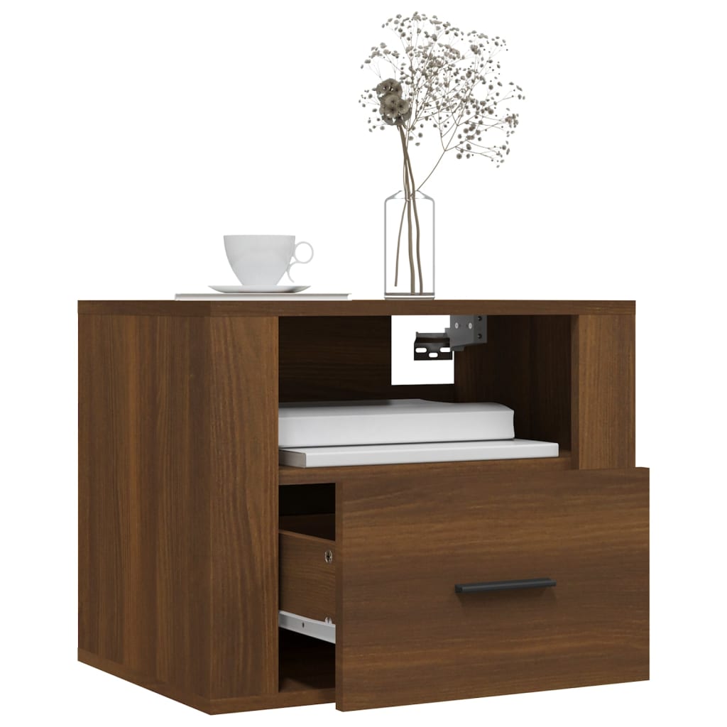 vidaXL Wall-mounted Bedside Cabinets 2 pcs Brown Oak 50x36x40 cm