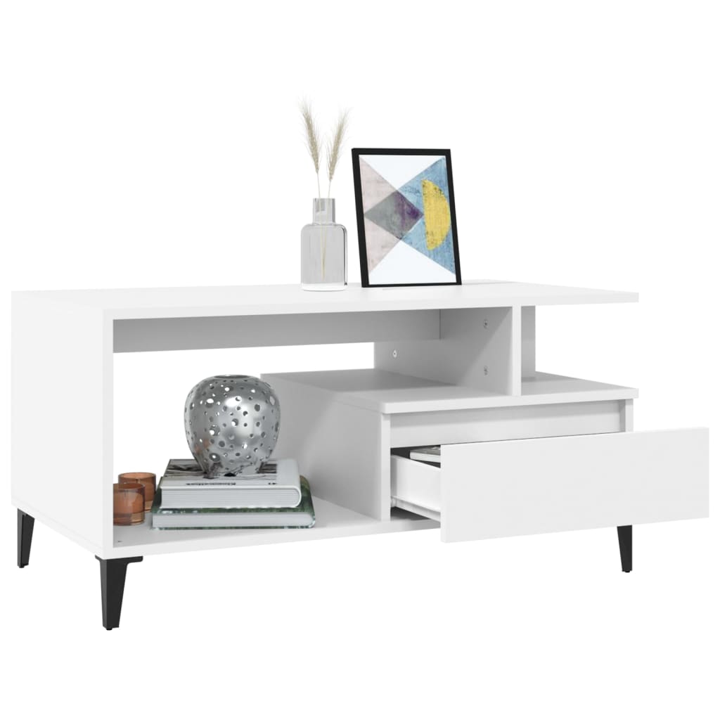Coffee Table White 90x49x45 cm Engineered Wood