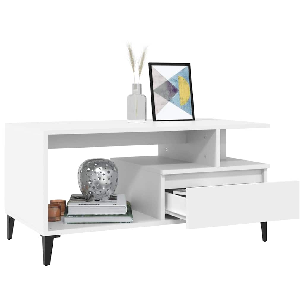 Coffee Table White 90x49x45 cm Engineered Wood