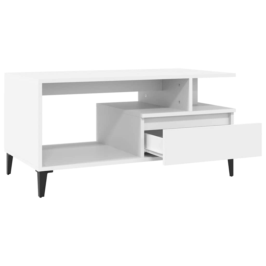 Coffee Table White 90x49x45 cm Engineered Wood