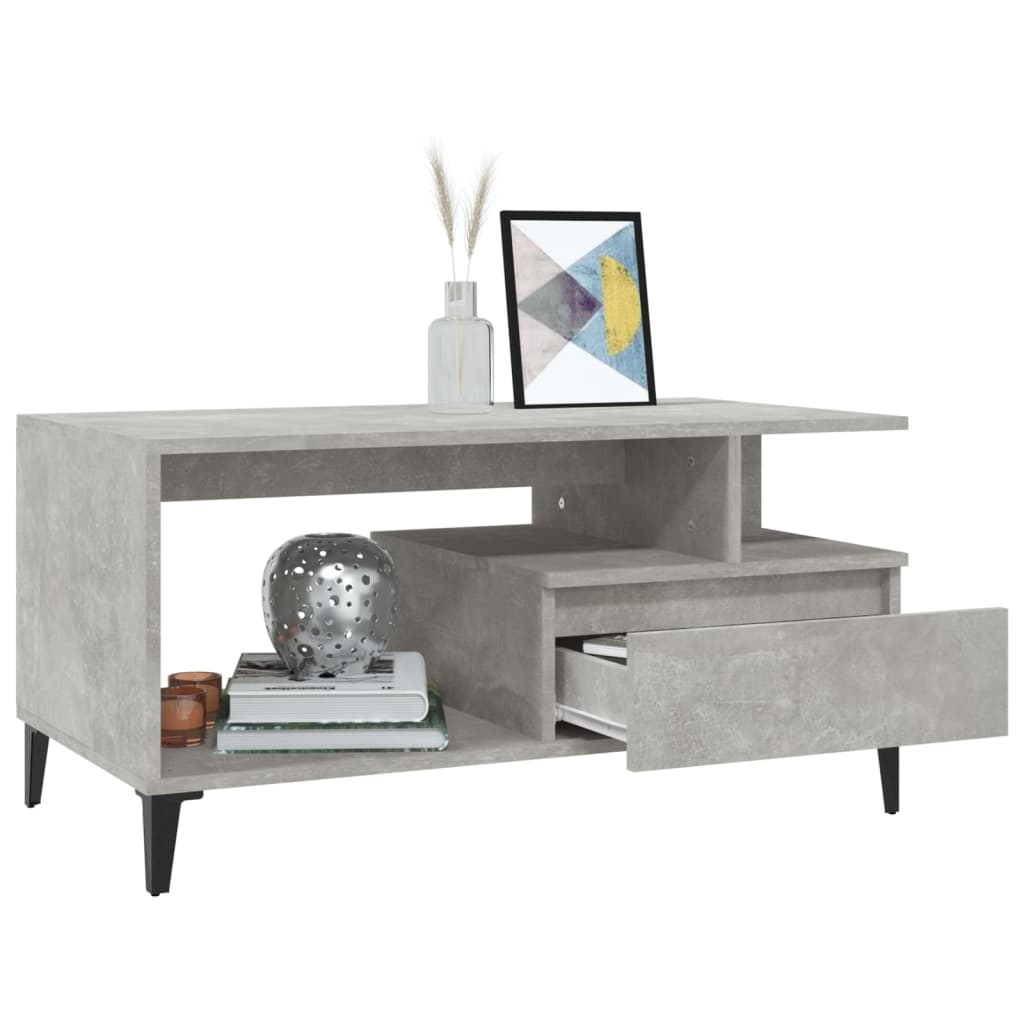 Coffee Table Concrete Grey 90x49x45 cm Engineered Wood