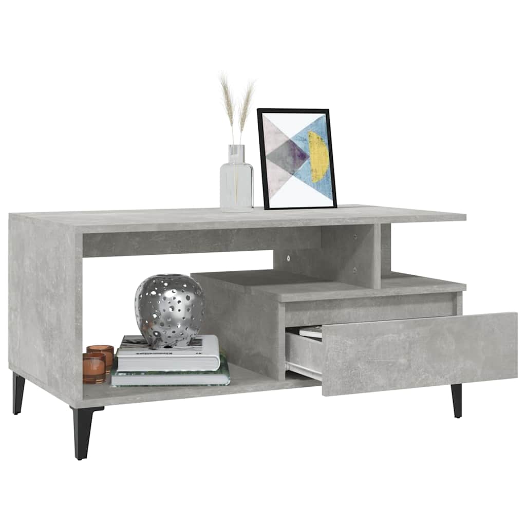 Coffee Table Concrete Grey 90x49x45 cm Engineered Wood