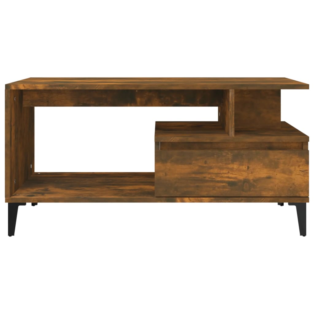 Coffee Table Smoked Oak 90x49x45 cm Engineered Wood
