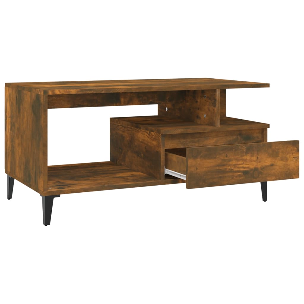 Coffee Table Smoked Oak 90x49x45 cm Engineered Wood