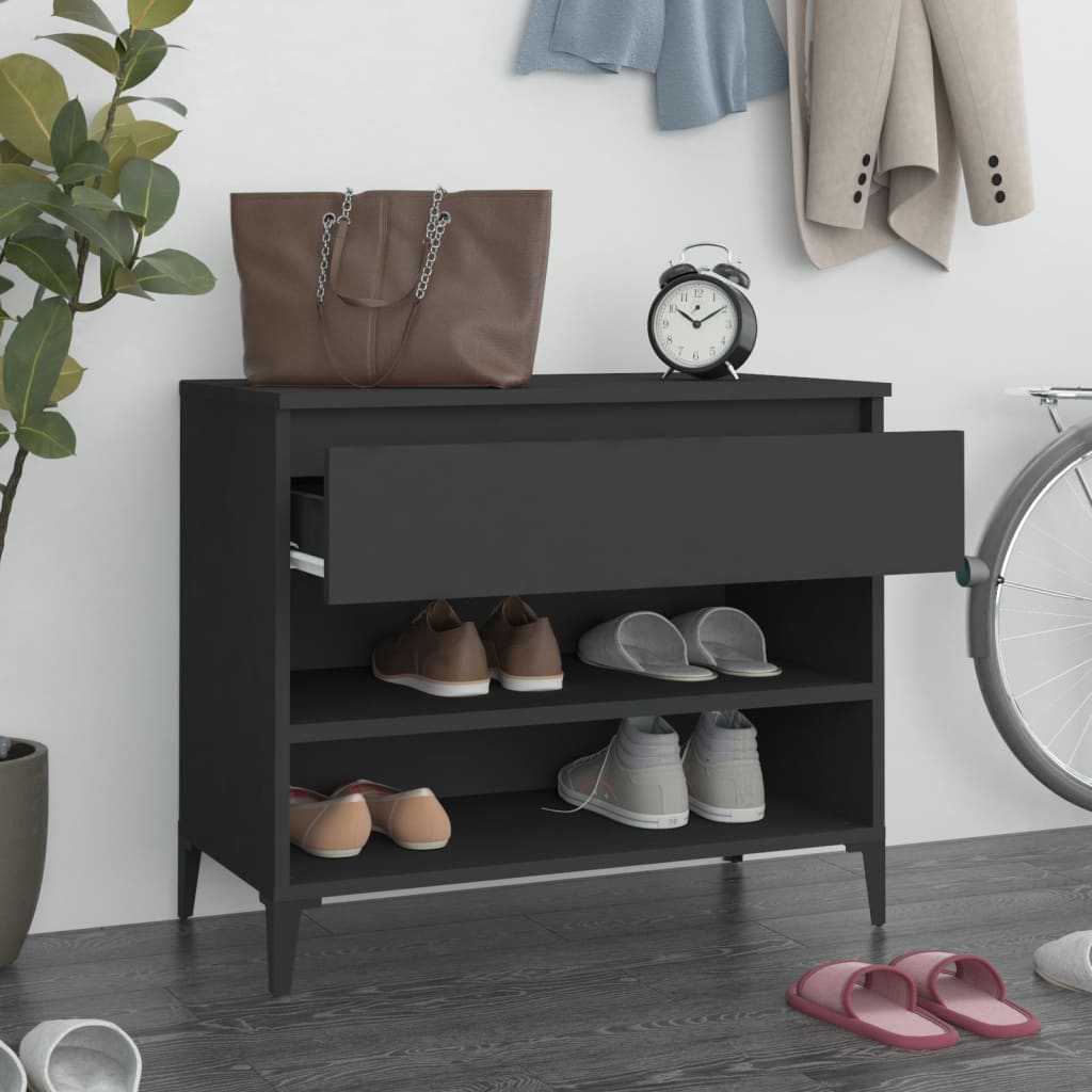 vidaXL Shoe Cabinet Black 70x36x60 cm Engineered Wood