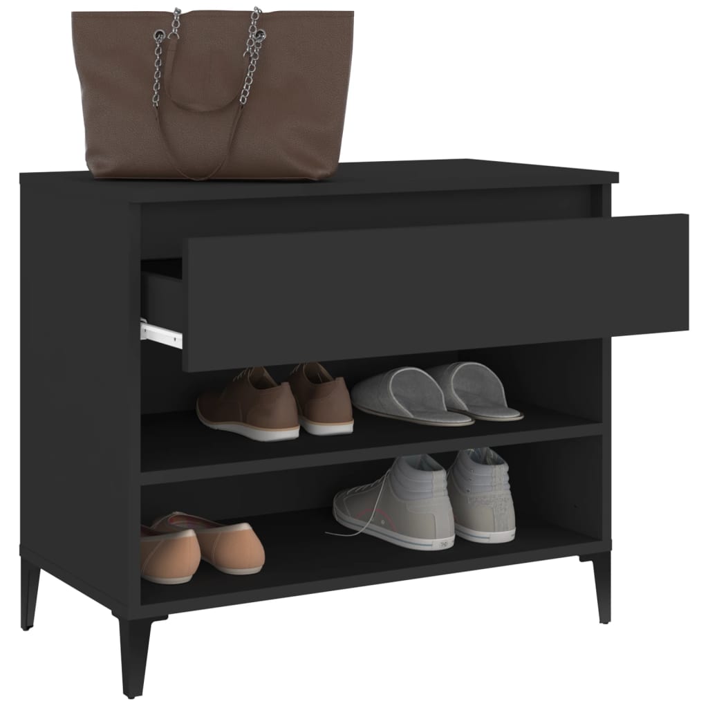 vidaXL Shoe Cabinet Black 70x36x60 cm Engineered Wood