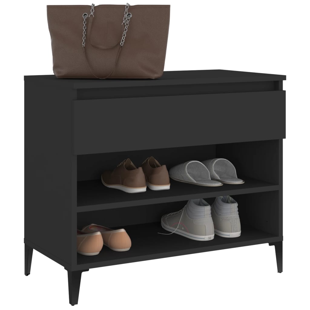 vidaXL Shoe Cabinet Black 70x36x60 cm Engineered Wood