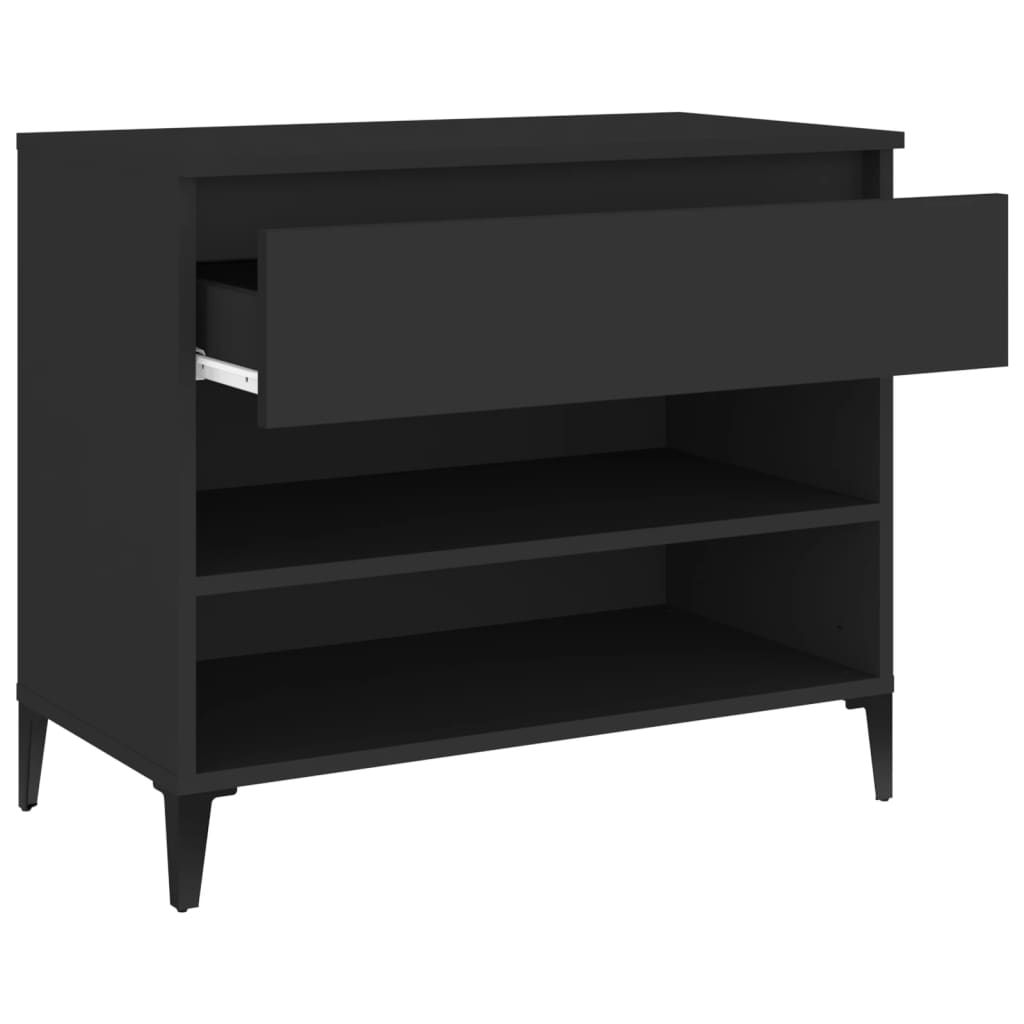 vidaXL Shoe Cabinet Black 70x36x60 cm Engineered Wood